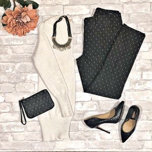 NY & Co | White Sparkle V-Neck Sweater - Size S